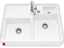 Villeroy & Boch Spülstein Doppelbecken Snow White Keramik inkl. Hahnlöcher