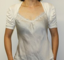 BOLERO AUS VISKOSE KURZARM GERAFFTE ÄRMEL EINFACH UND EDEL ALLE FARBEN (A)