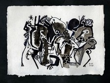 R. Staab “Geisterwimmelbild“,2025,Tusche auf Bütten,21x15,5cm, Unikat, Original