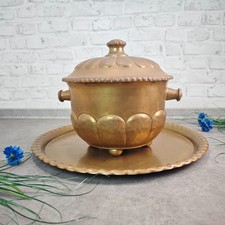 Bowletopf mit Tablett antik Messing Ø 50 cm Jugendstil Art Deco EG Co. WeeNTAGE