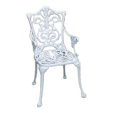 MX Gartenstuhl Lugano Antik Aluguss weiss Gartensessel Bistrostuhl Eisenstuhl