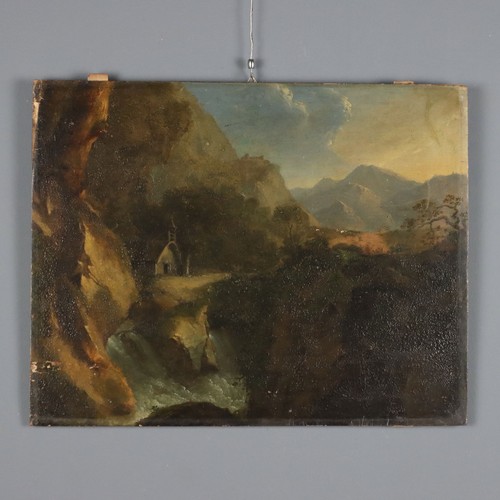 Antikes gemälde mit bergblick - mit,