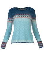 Jacquard Strickpullover Blau