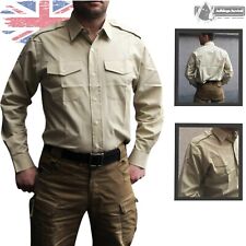 Original Langarm FAWN Shirt Khaki Hemd britischen Armee Army Surplus Militärhemd