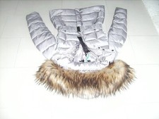 NEUWERTIG♦Edle♦Hallhuber♦Daunenjacke♦Hellgrau♦Schimmernd♦FauxFur♦Pelzbesatz♦S/36