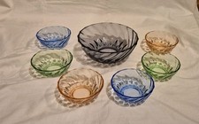 Schüssel + 6 bunte Glas