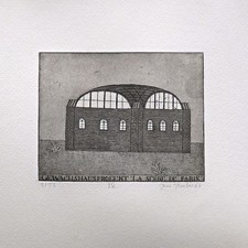 Jan Huber Gewächshausprojekt Radierung mit Aquatinta auf Bütten 1966 signiert