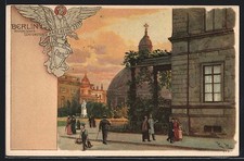 Lithographie Berlin, Historisches Eckfenster im Abendrot 