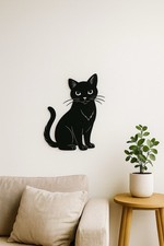 Katzen Wandbild 3D Schwarze Wanddeko Katze 3D Druck Wandbild