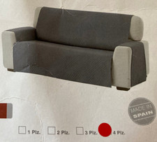 DIVERTHINGS 4er Sofa Überwurf ADELE wendbar Braun Beige 150x50cm Made In Spain