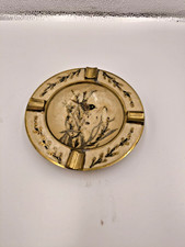 Aschenbecher aus Messing - alt - Antik - Vogel und Blumen - Muster, Gold