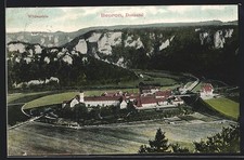 AK Beuron, Gesamtansicht mit Kloster und Blick auf den Wildenstein 1909 