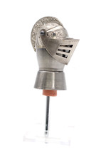 Ausgießer Verschluss Ritterhelm Motiv aus Metall Kork Vintage alt H 14 cm