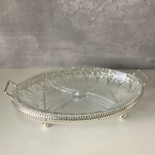 Vintage Pressglas Knabbereien Snacks Dips Serviertablett Deko Metall Ständer