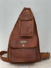 Herren Leder Vintage Money Pack Rucksack Reise Brust Gürtel Schultertasche Ba...