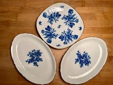 3 Servierplatten / Kuchenplatten Schumann Arzberg Bavaria blaue Rose Echt Kobalt