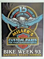 Rares Plakat:15 Jahre Millers Custom Parts Harley-Davidson, Bike Week 93 Florida