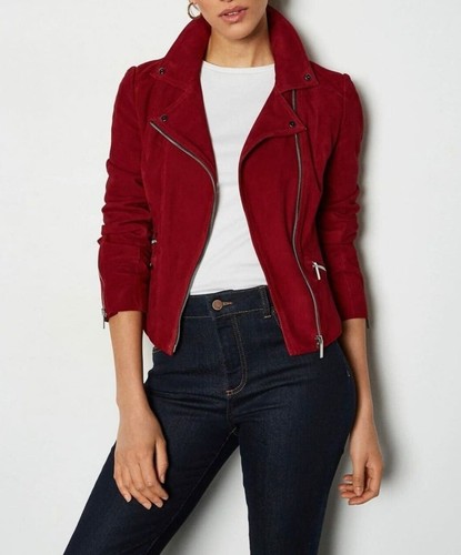 Damen wildleder lederjacke rot - damen,