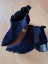Stiefelette, Gr. 38, dunkelblau, samtartig,  edel und schick, ausgefallen