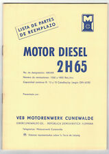 Ersatzteilliste Dieselmotor 2H65 VEB Motorenwerk Cunewald in Spanisch 1960