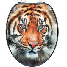 Cornat KSD707 WC-Sitz Tiger Außergewöhnliche 3D-Optik Hochwertiger Holzkern K...