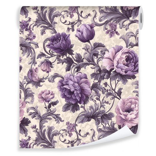 Vliestapete blumen weiß lila - blumen,
