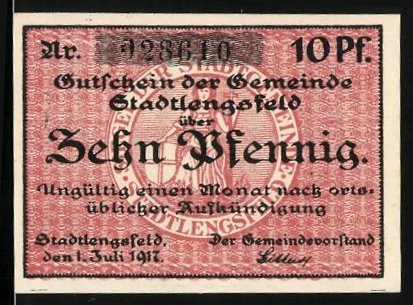 Notgeld stadtlengsfeld 1917 - notgeld,
