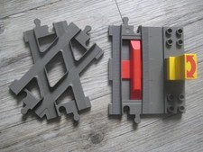 Lego Duplo Eisenbahn : 1 x Richtungswechsler und 1 x Kreuzung  -  dunkelgrau