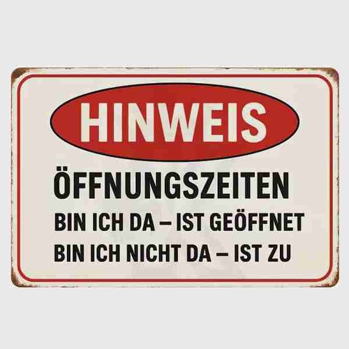 Blechschild öffnungszeiten - blechschild,