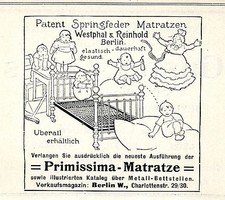 Westphal & Reinhold Berlin W. Primissima Matratze Historische Annonce von 1909