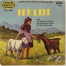 Heidi - A Disneyland Long-Player Record - Four Complete Songs - 1973 US Vinyl