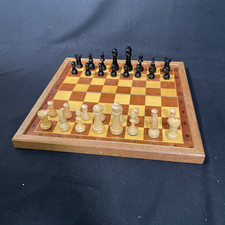 Schachspiel Brett Figuren groß Klappbar Vintage Retro Klassisch Filz König 8,5cm