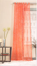 2x Set Schlaufen-Schal Orange Blumen Gardine 245 x 140cm Vorhang Fenster Voile
