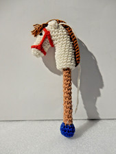 NEU Weihnachten gehäkelt Steckenpferd natur weiß Baum Schmuck Handarbeit catania