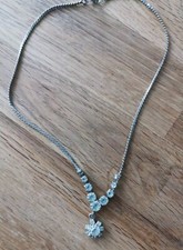Zierliche Strass Kette Collier, silber, weiss, Stern, Braut, Eis- Prinzessin