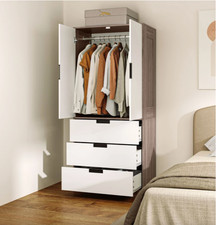 Kleiderschrank 2-türig mit Schubladen Schlafzimmer Aufbewahrungsschrank modern Hängestange Kleidung