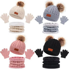 Kinder Kleinkinder Winter Beanie Mütze Nackenwärmer Schal Handschuhe Set für 1-5
