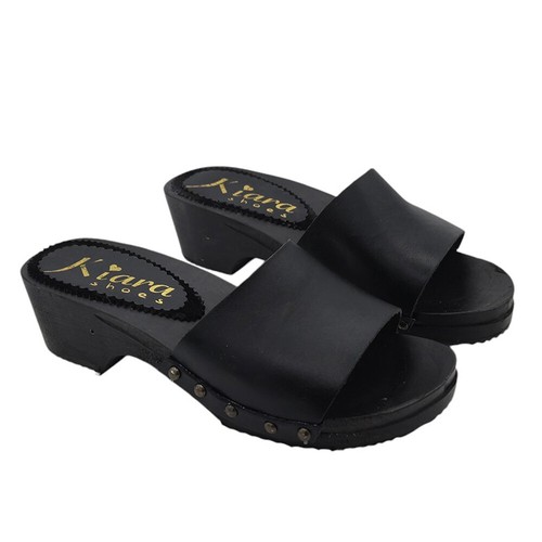 Echtholz clogs schwarz mit - clogs,