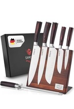 Edelstahl Messer Set | 5 Hochwertige Edelstahl Küchenmesser + Messerschärfer