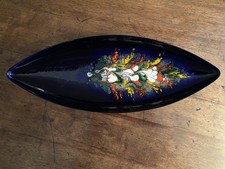 Schale Metall Schale Bootsschale FISCHLAND ca. 37 cm MID CENTURY Malerei Emaille