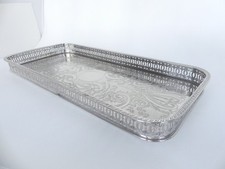 ♛ Schönes rechteckiges englisches Tablett "Falstaff" - 42 x 19 cm - versilbert ♛