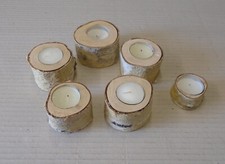 6 Stück  Teelicht - Kerzenständer aus Birkenholz   / Teelichthalter Birke Deko