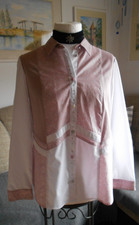 Elegante Bluse - Mona - Tunika - Altrosa Weiß - Größe 42 - neu