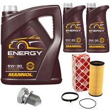 Motoröl Set MANNOL 5W-30 API 7 Liter + Ölfilter + Schraube für Audi A4 A6 A8 3.2