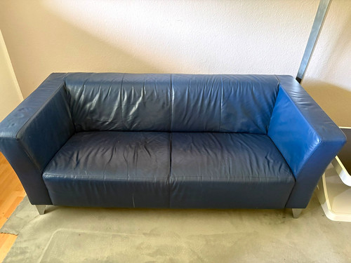 Ledersofa blau mit - ledersofa,