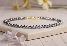 ✅ Stylisches Hämatit Edelstein Armband 3mm Brilliant Naturstein Boho Unisex ✅