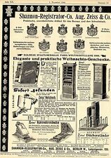Shannon-Registrator-Co. Aug.Zeiss & Co. Berlin Historische Annonce von 1900