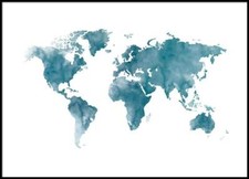 Poster Bild Desenio 21x30cm World Map Fotodruck mit Bilderrahmen Welt