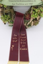 Trauerschleife Kranzschleife Grabschleife Trauerband, Wuschtext gedruckt