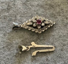 Schließe für Perlenketten 1-reihig 750 Weißgold 18K Rubin Edelstein ca. 0,05ct